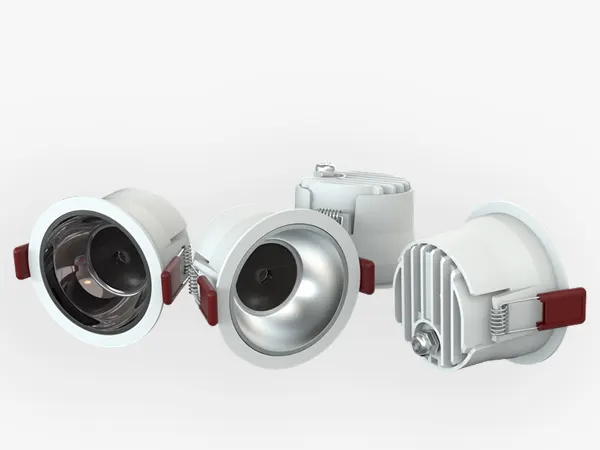 DAMP-P downlight side profile showing shallow H55 to H77 housing