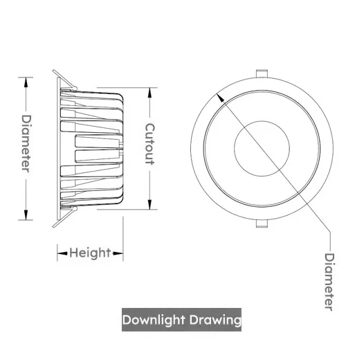 DL01-BLE downlight housing drawing with shared DL01 cutouts for retrofit