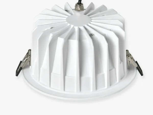 GLOW-D DL01 30W downlight side profile showing trim ring and housing depth