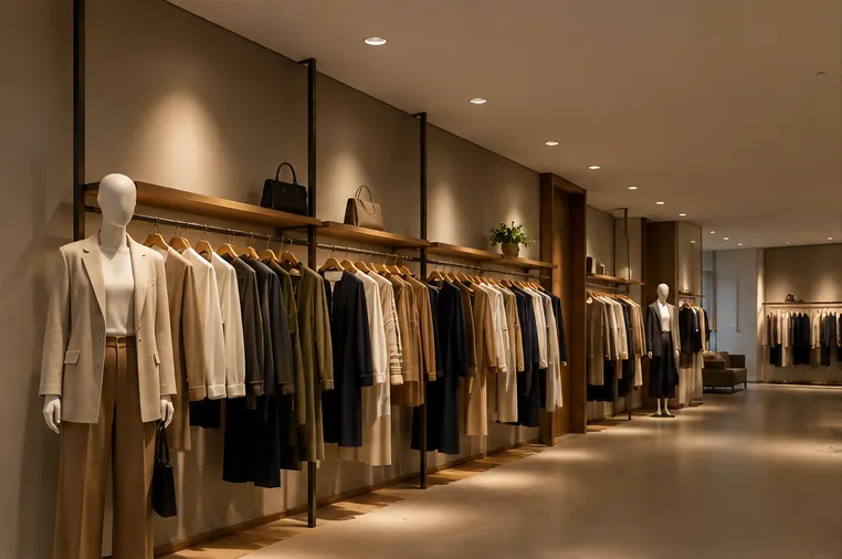 Boutique clothing rail under PURE-DS DIP selectable downlights at 4000K