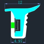 LC-NS-5x12-E side bend silicone neon flex section with mounting edge for channels