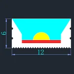 LC-NT-12x6 wide flat top bend silicone neon flex section