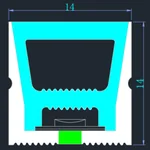 LC-NT-14x14 square top bend silicone neon flex section for perimeters