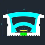 LC-NT-15x10-E edged top bend silicone neon flex section for channels