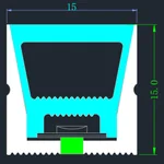 LC-NT-15x15 large top bend silicone neon flex section for facades