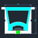 LC-NT-16x16-E edged square top bend silicone neon flex section