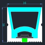 LC-NT-16x16 large square top bend silicone neon flex section