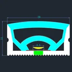 LC-NT-20x10 wide top bend silicone neon flex section for parapet steps