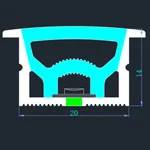 LC-NT-20x14-E jumbo edged top bend silicone neon flex section