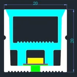 LC-NT-20x20 jumbo square top bend silicone neon flex section