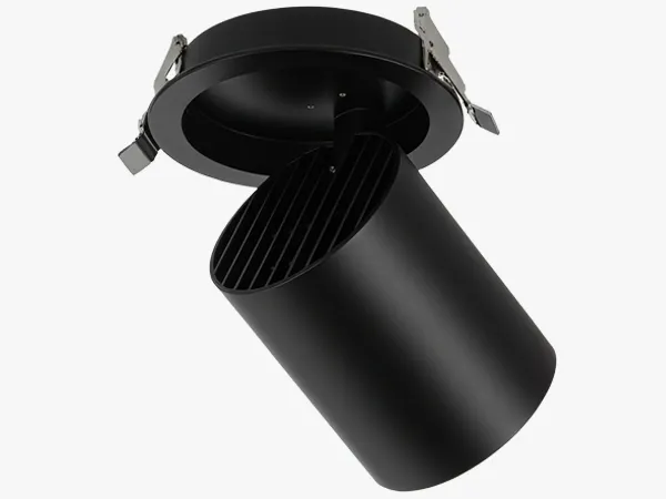 IRIS-R recessed tiltable downlight tilted 90 degrees side view