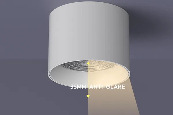 Cup anti-glare dalam 35mm SURF-C dengan berkas difus SMD 60 derajat untuk plafon hotel