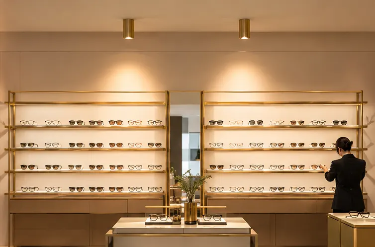 Galería iluminada mediante downlights cilíndricos de superficie CUBE-D de 45 grados