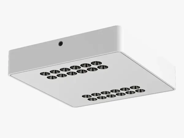 White SLAB-S square multi-head surface downlight with two fixed SMD pools for shops, LC-SD06