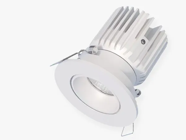 Black KOLA-S SP01 recessed spotlight side profile showing 30-degree tilt housing