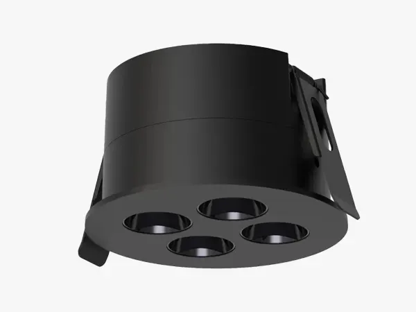 Flache Gehäusefront des DOTS-C Multi-Cell-Downlights mit kleinen Öffnungen