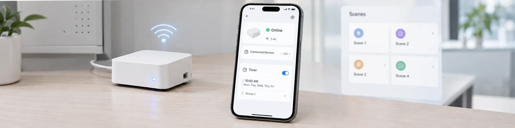 BLE gateway online with a saved lighting timer schedule