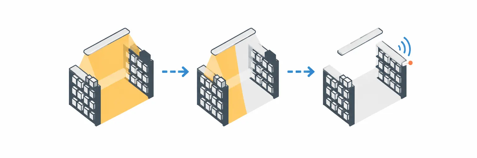 Faretto a binario lineare DALI TRON-WD per la suddivisione in zone EPBD delle corsie retail