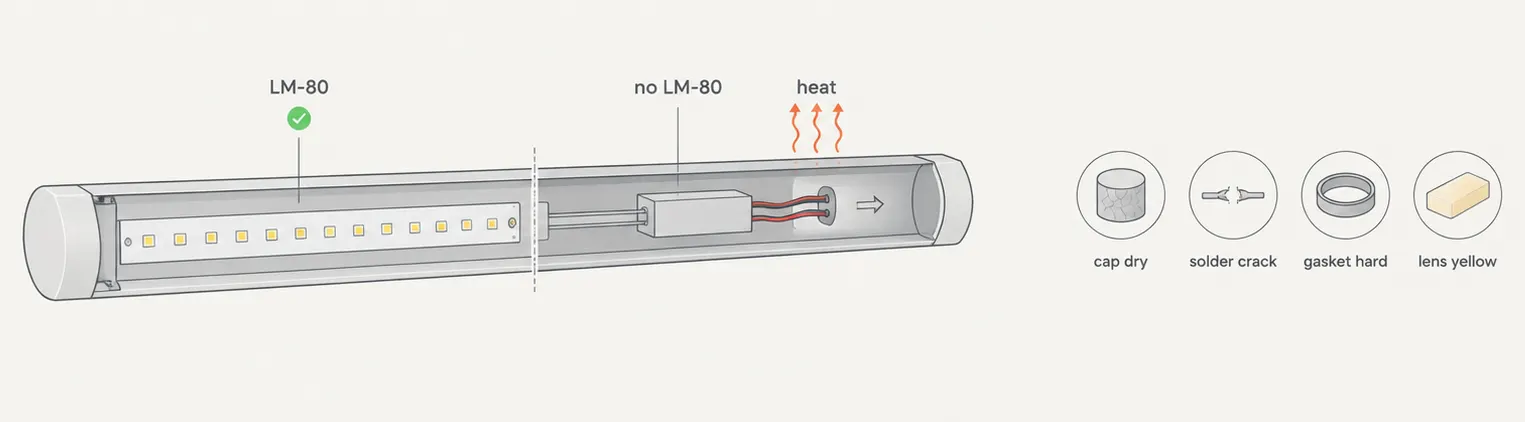 Replaceable LED driver and wiring inside a linkable linear trunk luminaire