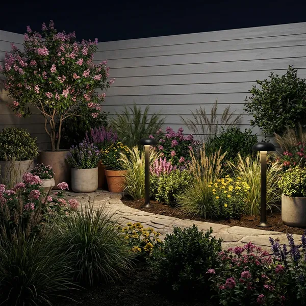 Dome top MUSH-D path light lining curved walkway edge