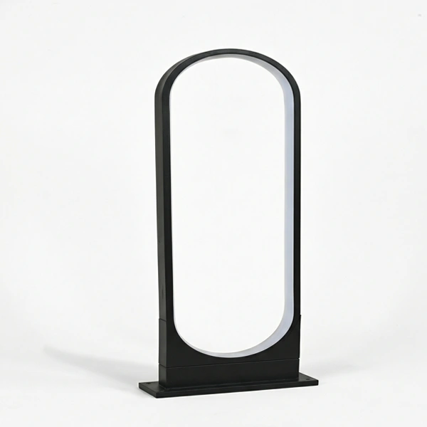 ORB halo ring landscape light for gardens, black ring glowing at dusk