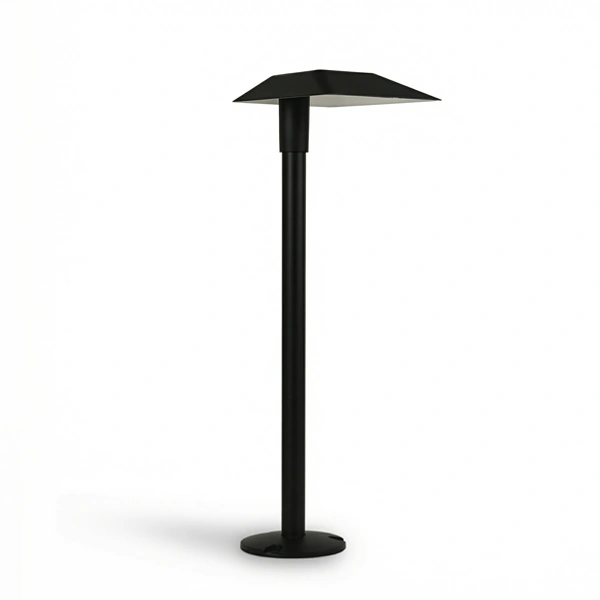 SLIM patterned LED column bollard for walkways in garden at night