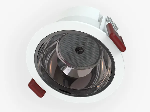 White DAMP-P IP65 LED downlight for showers in 75 to 120mm cutouts