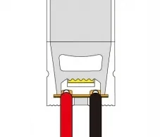 Soldering red positive and black negative wires to the NEON-1010 PCB